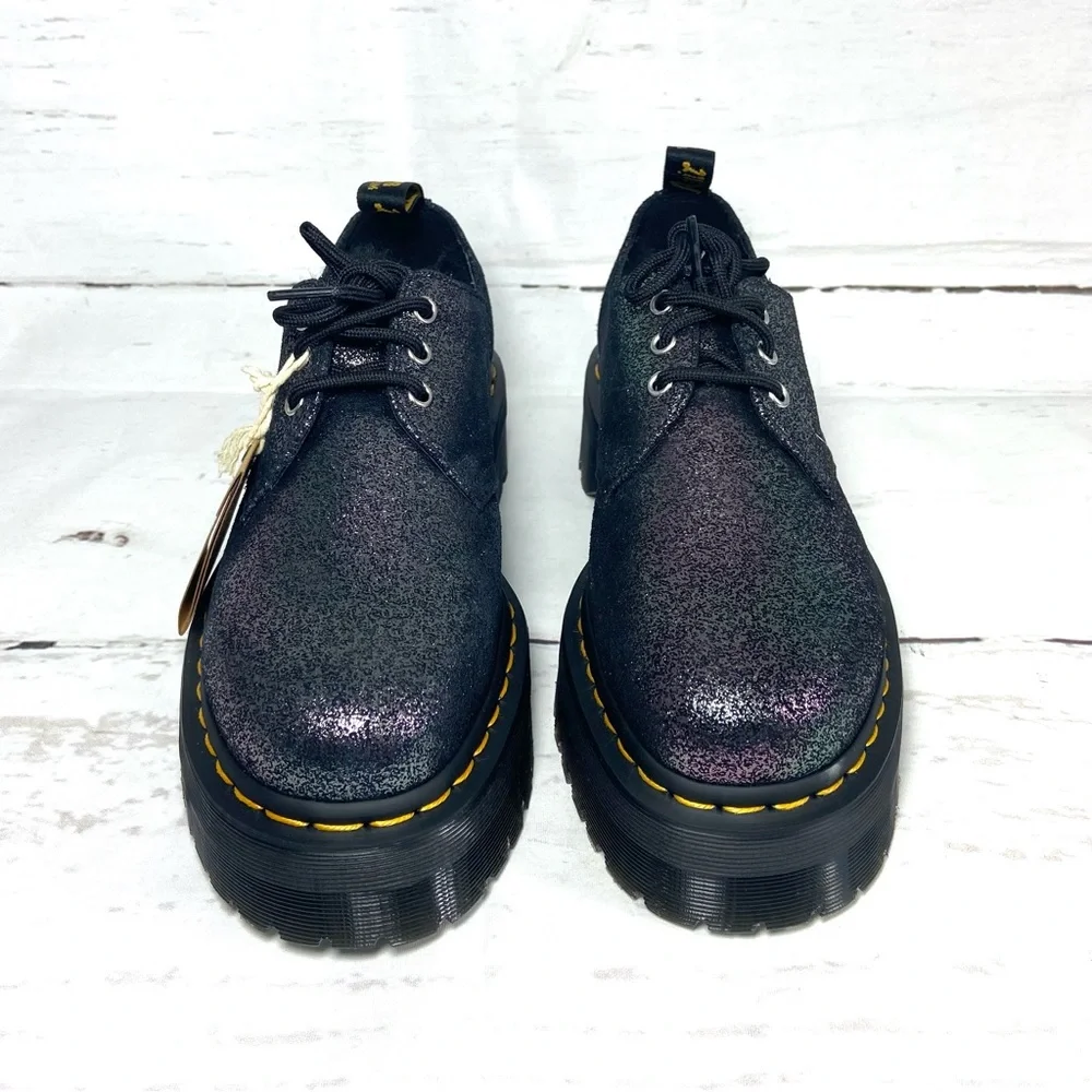 Dr Martens Shoes Women’s 10 Black 1461 Quad FL Platform Oxford‎ Glitter